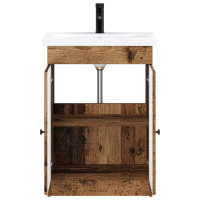 Produktbild för Badrumsmöbelset Gammalt trä 78,5 x 37,5 x 81 cm Konstruerat trä