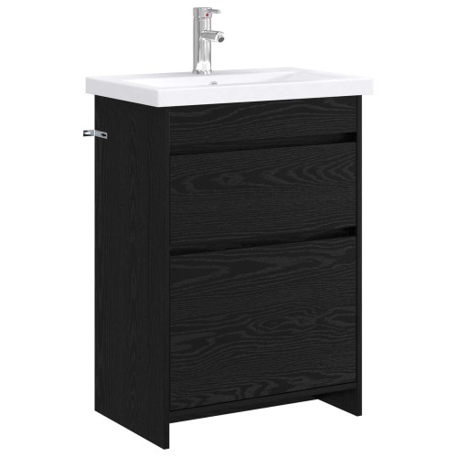 vidaXL Badrumsmöbelset Svart ek 61 x 40 x 84,5 cm Konstruerat trä