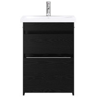 Produktbild för Badrumsmöbelset Svart ek 61 x 40 x 84,5 cm Konstruerat trä