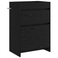 Produktbild för Badrumsmöbelset Svart ek 61 x 40 x 84,5 cm Konstruerat trä