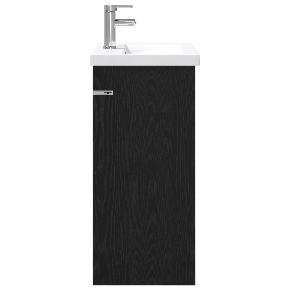 Produktbild för Badrumsmöbelset Svart ek 61 x 40 x 84,5 cm Konstruerat trä