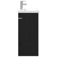 Produktbild för Badrumsmöbelset Svart ek 61 x 40 x 84,5 cm Konstruerat trä
