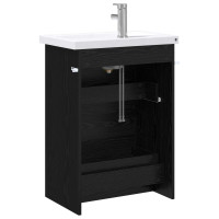 Produktbild för Badrumsmöbelset Svart ek 61 x 40 x 84,5 cm Konstruerat trä