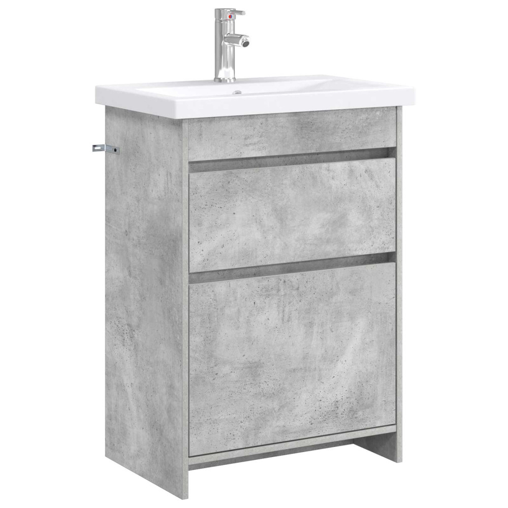 Produktbild för Badrumsmöbelset Betonggrå 61 x 40 x 84,5 cm Konstruerat trä