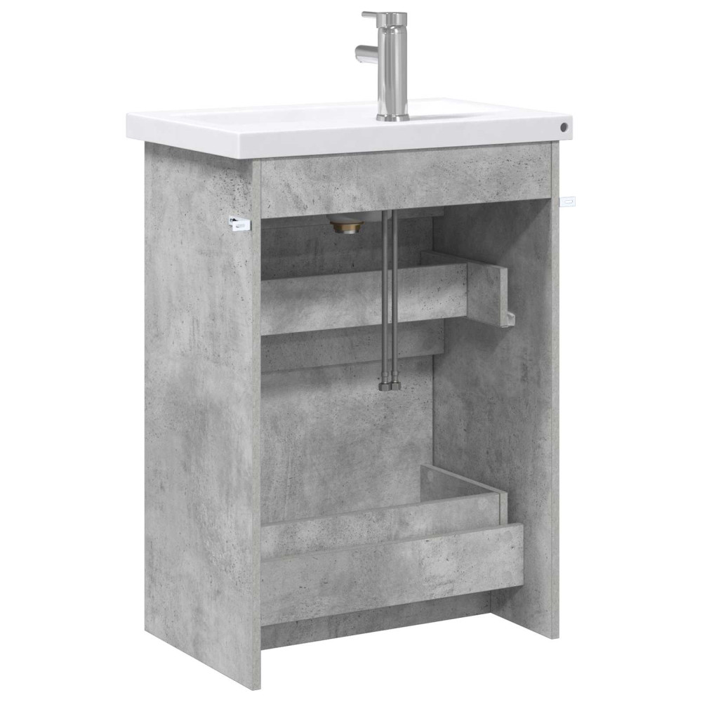 Produktbild för Badrumsmöbelset Betonggrå 61 x 40 x 84,5 cm Konstruerat trä