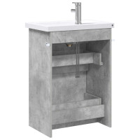 Produktbild för Badrumsmöbelset Betonggrå 61 x 40 x 84,5 cm Konstruerat trä