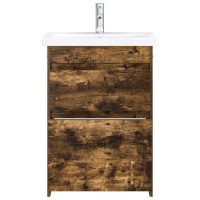 Produktbild för Badrumsmöbelset Rökt ek 61 x 40 x 84,5 cm Konstruerat trä