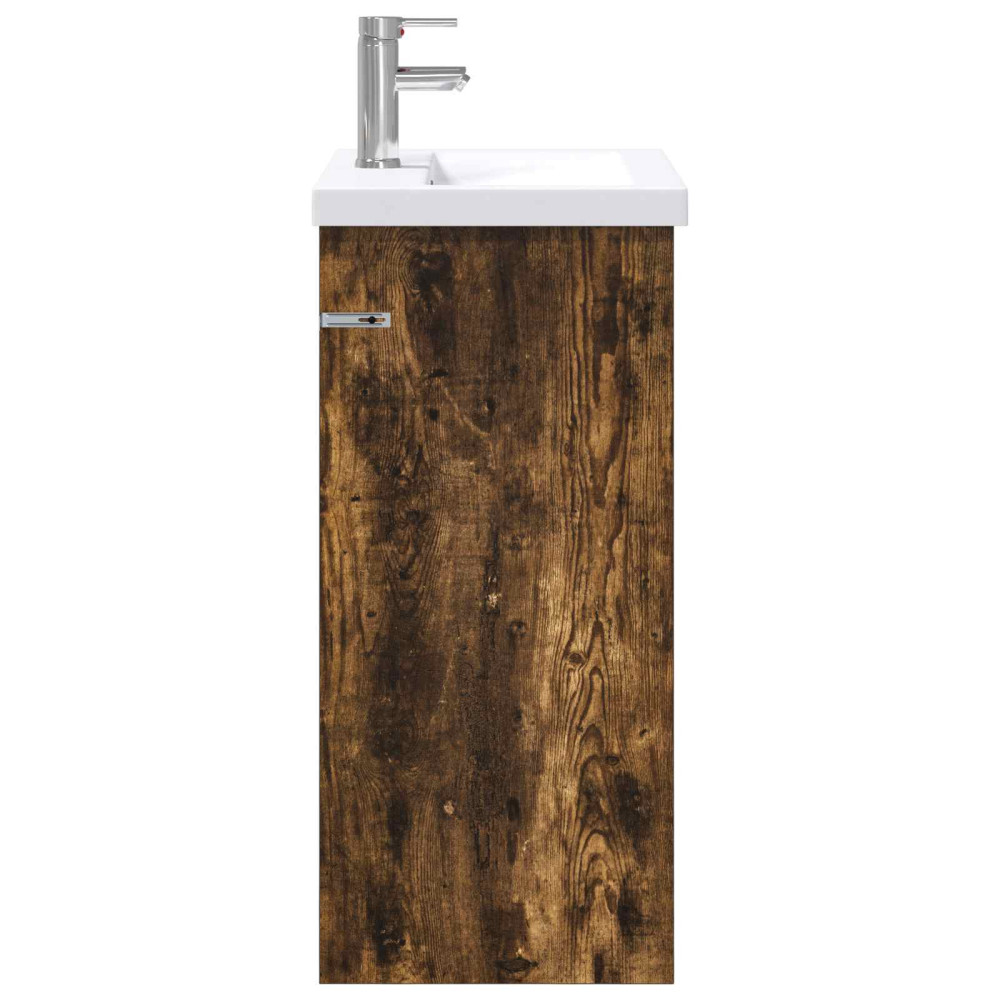 Produktbild för Badrumsmöbelset Rökt ek 61 x 40 x 84,5 cm Konstruerat trä