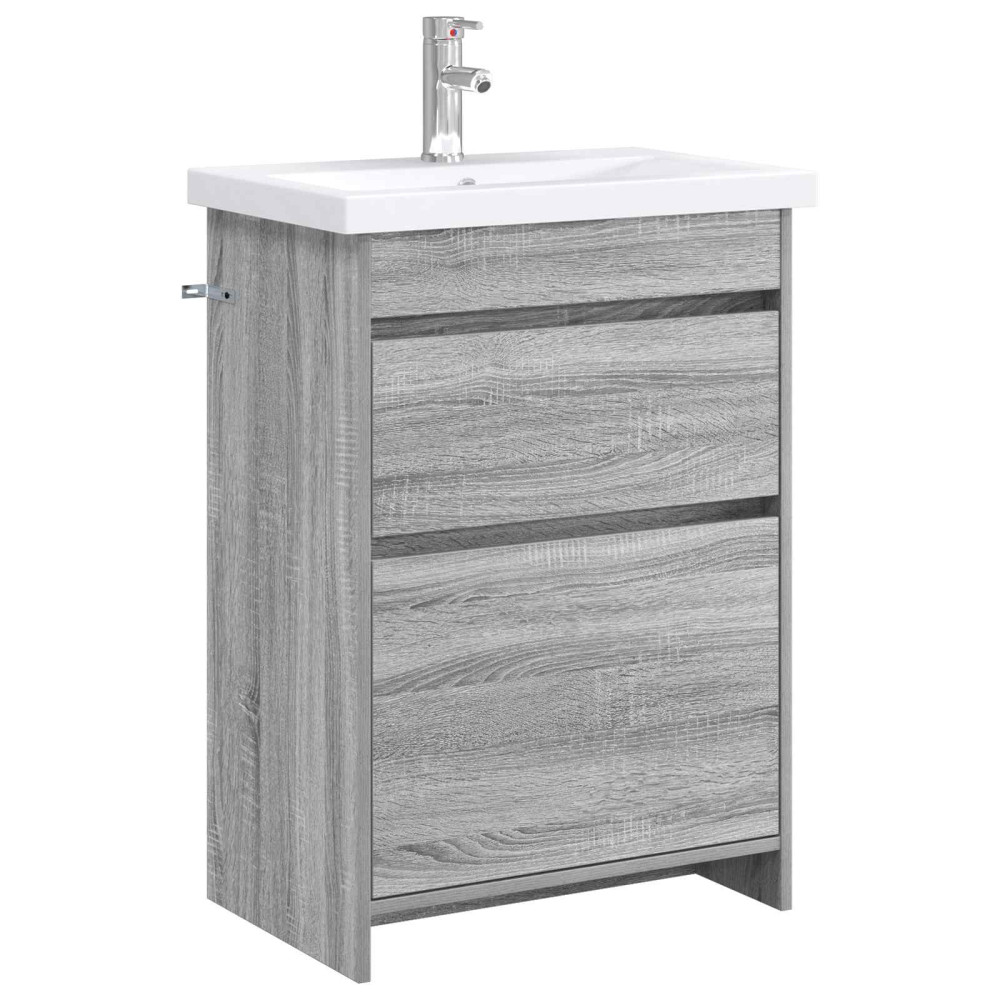 Produktbild för Badrumsmöbelset Grå Sonoma 61 x 40 x 84,5 cm Konstruerat trä