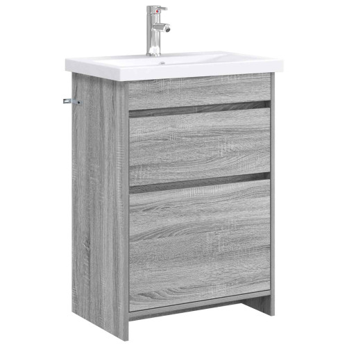 vidaXL Badrumsmöbelset Grå Sonoma 61 x 40 x 84,5 cm Konstruerat trä