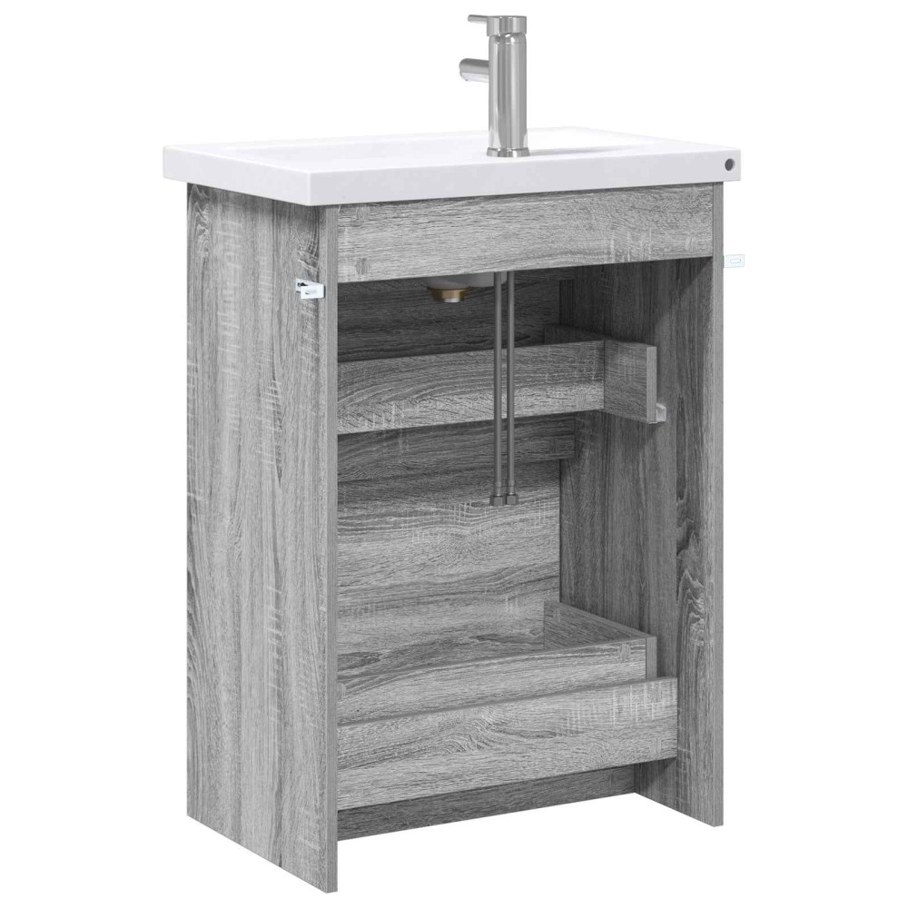 Produktbild för Badrumsmöbelset Grå Sonoma 61 x 40 x 84,5 cm Konstruerat trä