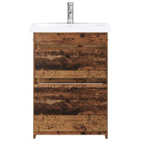 Produktbild för Badrumsmöbelset Gammalt trä 61 x 40 x 84,5 cm Konstruerat trä