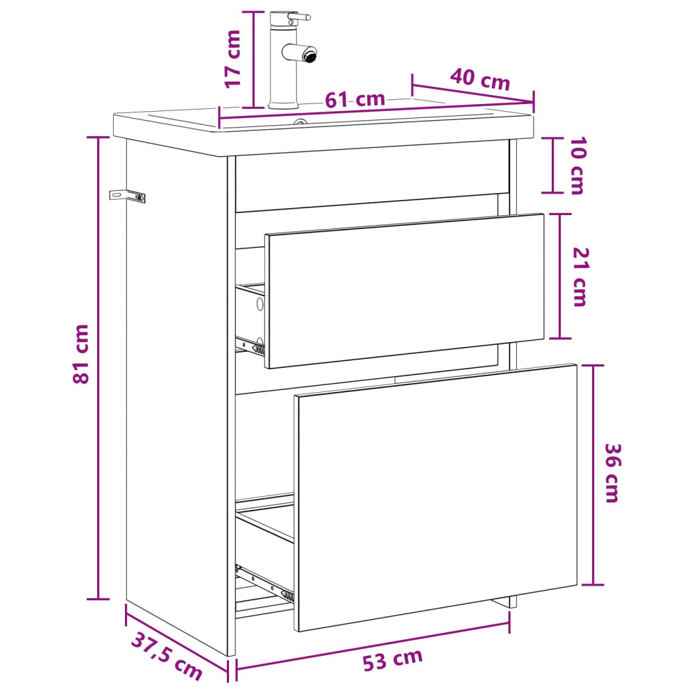 Produktbild för Badrumsmöbelset Gammalt trä 61 x 40 x 84,5 cm Konstruerat trä