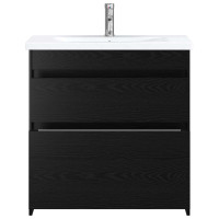 Produktbild för Badrumsmöbelset Svart ek 81 x 40 x 84,5 cm Konstruerat trä