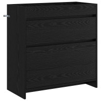Produktbild för Badrumsmöbelset Svart ek 81 x 40 x 84,5 cm Konstruerat trä