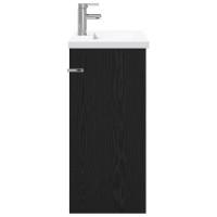 Produktbild för Badrumsmöbelset Svart ek 81 x 40 x 84,5 cm Konstruerat trä