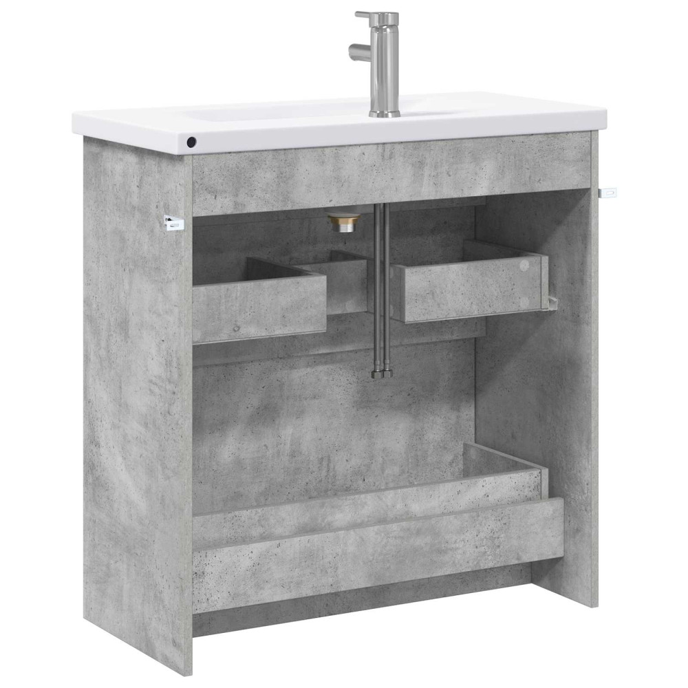 Produktbild för Badrumsmöbelset Betonggrå 81 x 40 x 84,5 cm Konstruerat trä