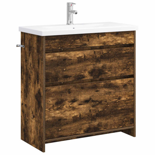 vidaXL Badrumsmöbelset Rökt ek 81 x 40 x 84,5 cm Konstruerat trä