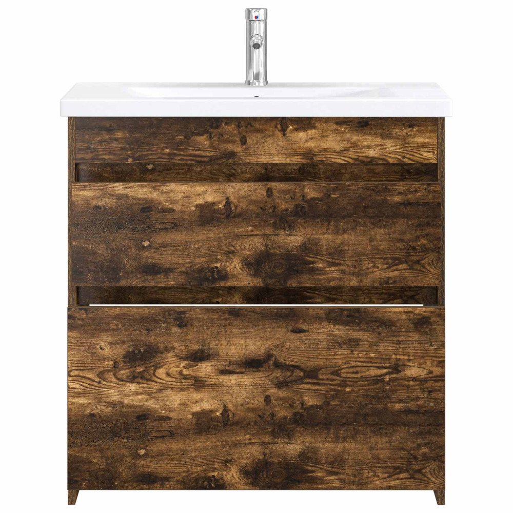 Produktbild för Badrumsmöbelset Rökt ek 81 x 40 x 84,5 cm Konstruerat trä