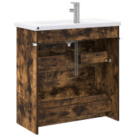 Produktbild för Badrumsmöbelset Rökt ek 81 x 40 x 84,5 cm Konstruerat trä