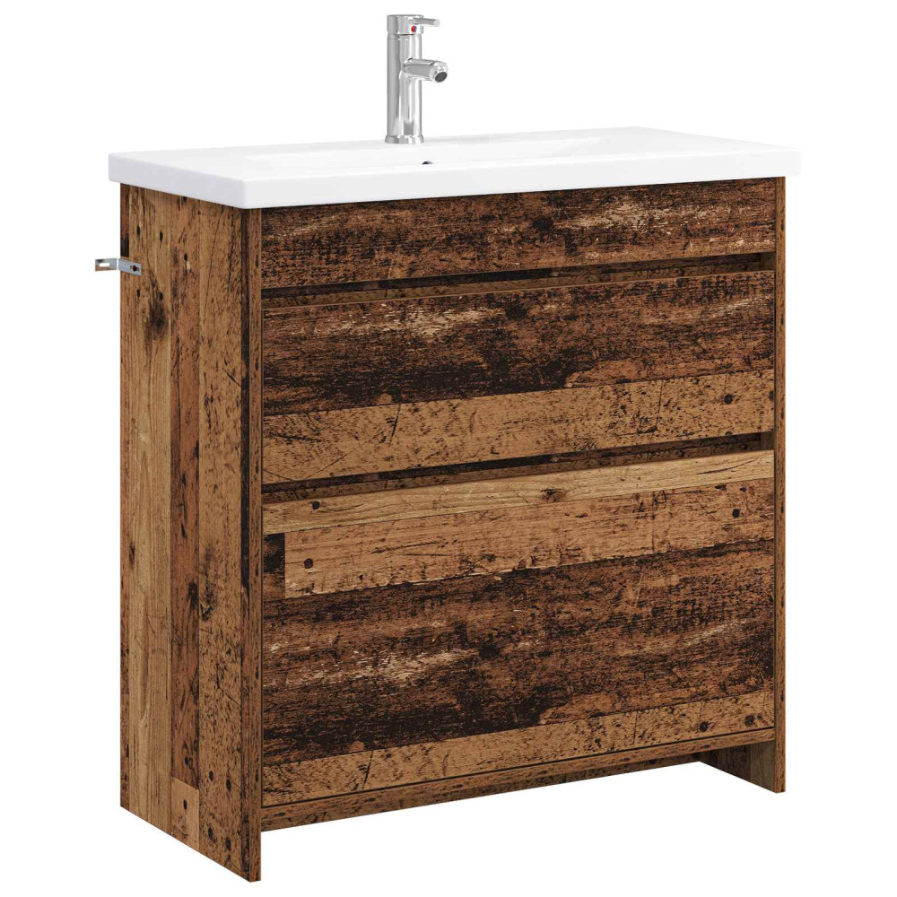 Produktbild för Badrumsmöbelset Gammalt trä 81 x 40 x 84,5 cm Konstruerat trä