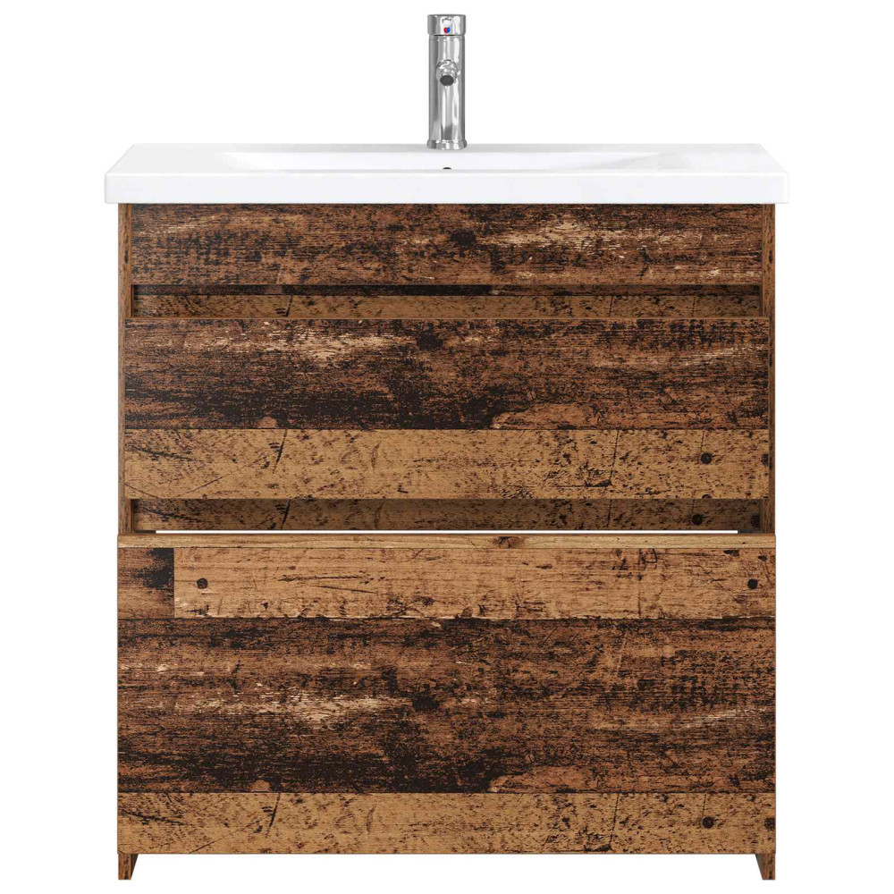Produktbild för Badrumsmöbelset Gammalt trä 81 x 40 x 84,5 cm Konstruerat trä