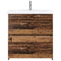 Produktbild för Badrumsmöbelset Gammalt trä 81 x 40 x 84,5 cm Konstruerat trä