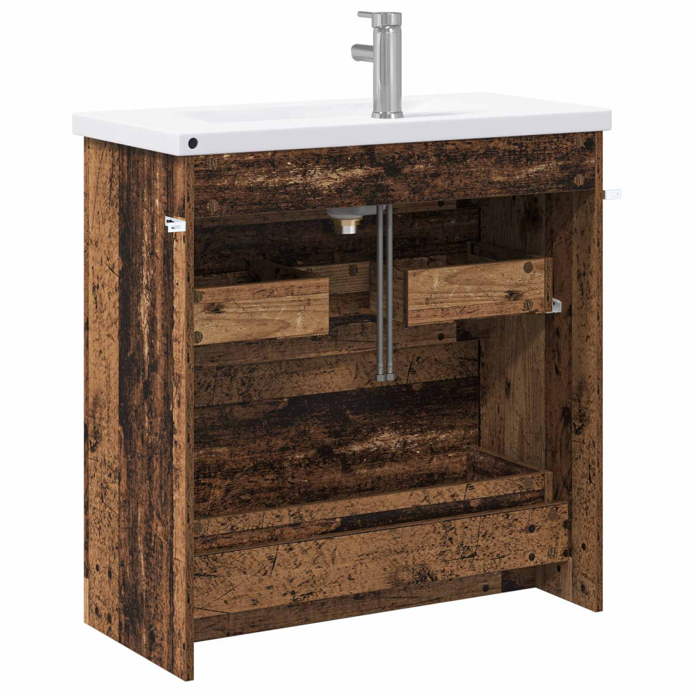 Produktbild för Badrumsmöbelset Gammalt trä 81 x 40 x 84,5 cm Konstruerat trä