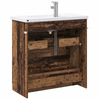Produktbild för Badrumsmöbelset Gammalt trä 81 x 40 x 84,5 cm Konstruerat trä