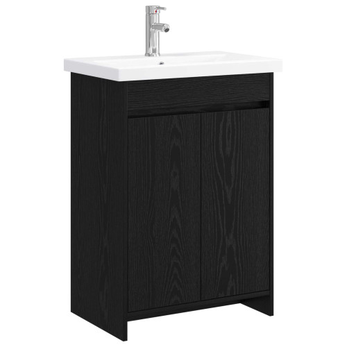 vidaXL Badrumsmöbelset Svart ek 61 x 40 x 84,5 cm Konstruerat trä
