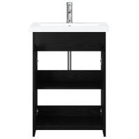 Produktbild för Badrumsmöbelset Svart ek 61 x 40 x 84,5 cm Konstruerat trä