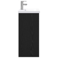 Produktbild för Badrumsmöbelset Svart ek 61 x 40 x 84,5 cm Konstruerat trä