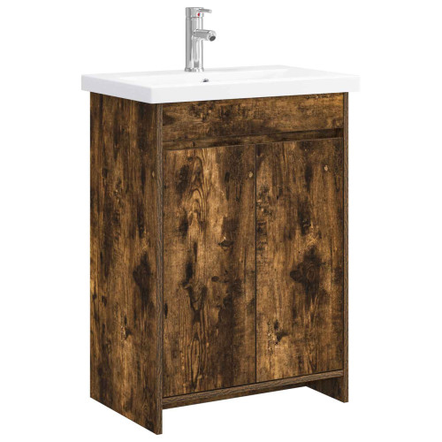 vidaXL Badrumsmöbelset Rökt ek 61 x 40 x 84,5 cm Konstruerat trä