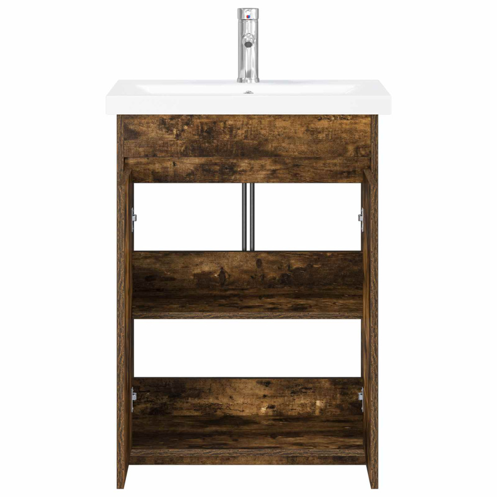 Produktbild för Badrumsmöbelset Rökt ek 61 x 40 x 84,5 cm Konstruerat trä