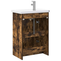 Produktbild för Badrumsmöbelset Rökt ek 61 x 40 x 84,5 cm Konstruerat trä