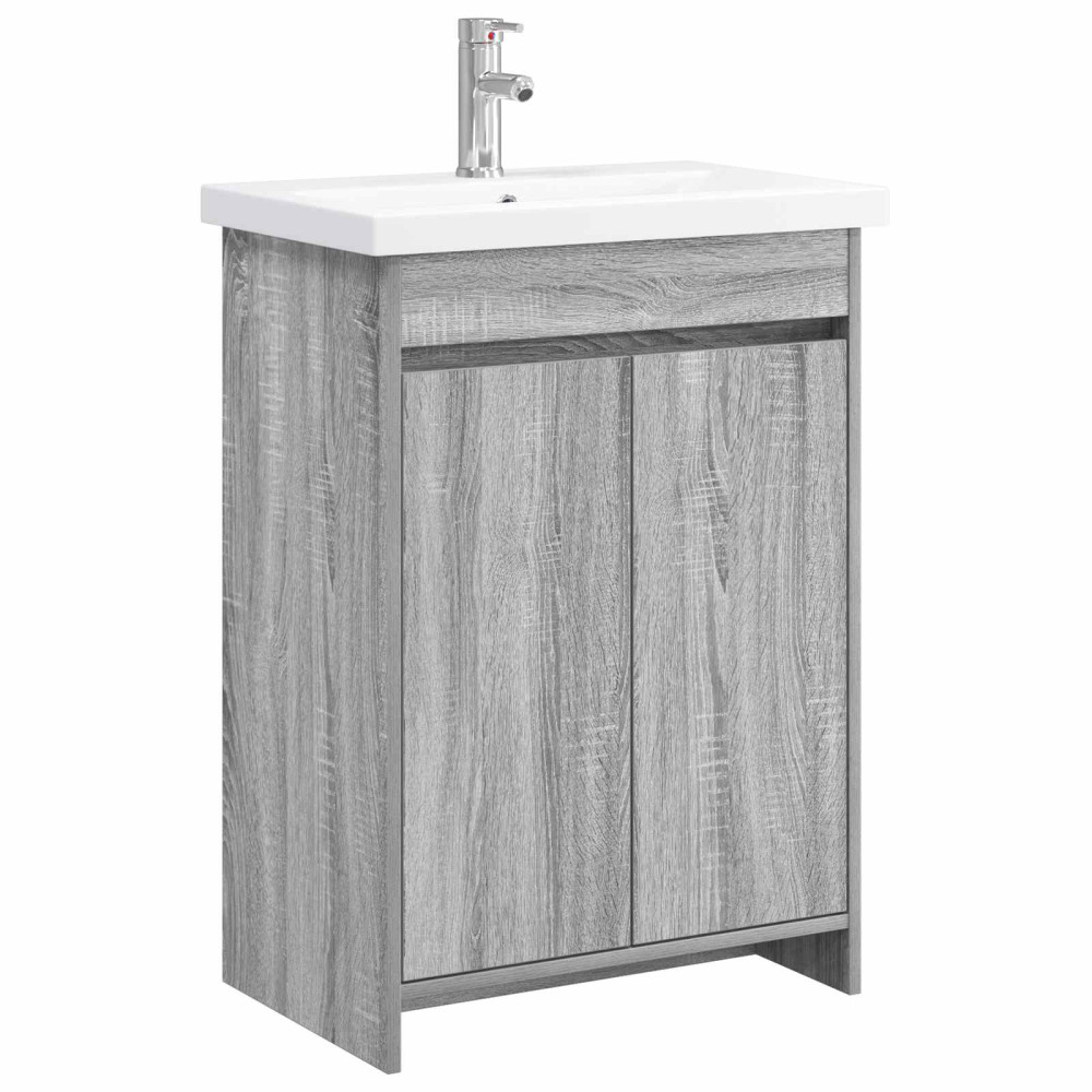 Produktbild för Badrumsmöbelset Grå Sonoma 61 x 40 x 84,5 cm Konstruerat trä