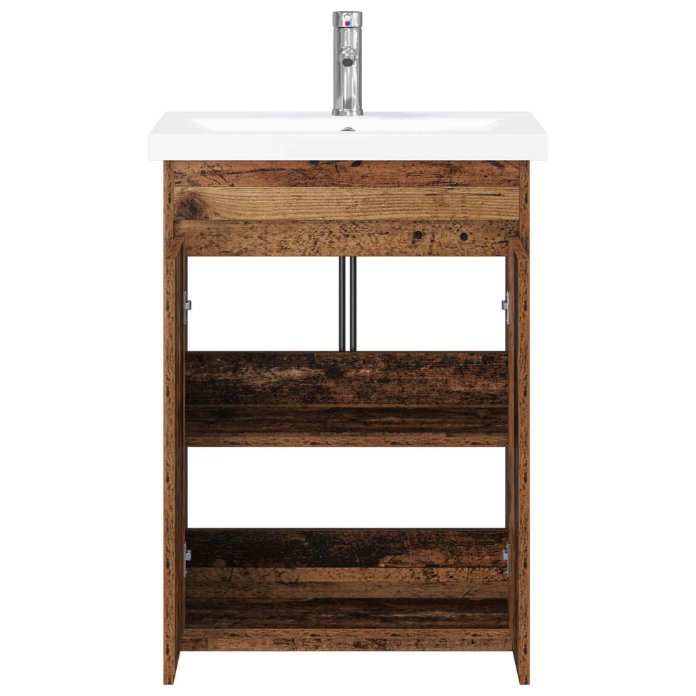 Produktbild för Badrumsmöbelset Gammalt trä 61 x 40 x 84,5 cm Konstruerat trä