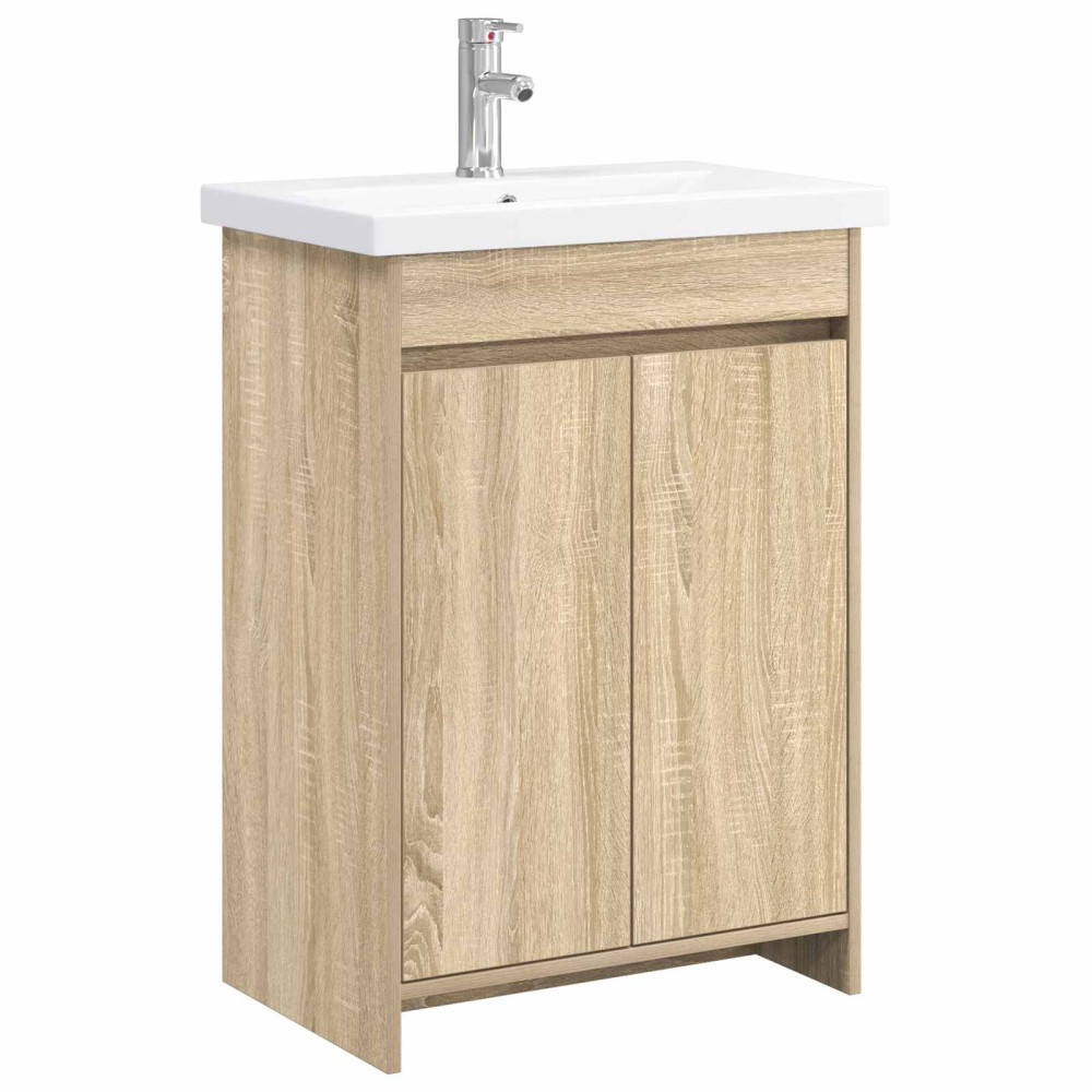 Produktbild för Badrumsmöbelset Sonoma-ek 81 x 40 x 84,5 cm Konstruerat trä