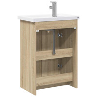 Produktbild för Badrumsmöbelset Sonoma-ek 81 x 40 x 84,5 cm Konstruerat trä