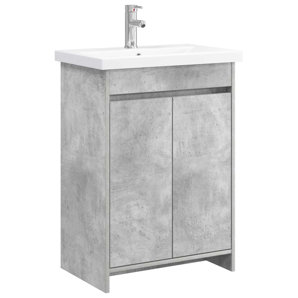 Produktbild för Badrumsmöbelset Betonggrå 81 x 40 x 84,5 cm Konstruerat trä