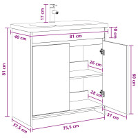 Produktbild för Badrumsmöbelset Betonggrå 81 x 40 x 84,5 cm Konstruerat trä
