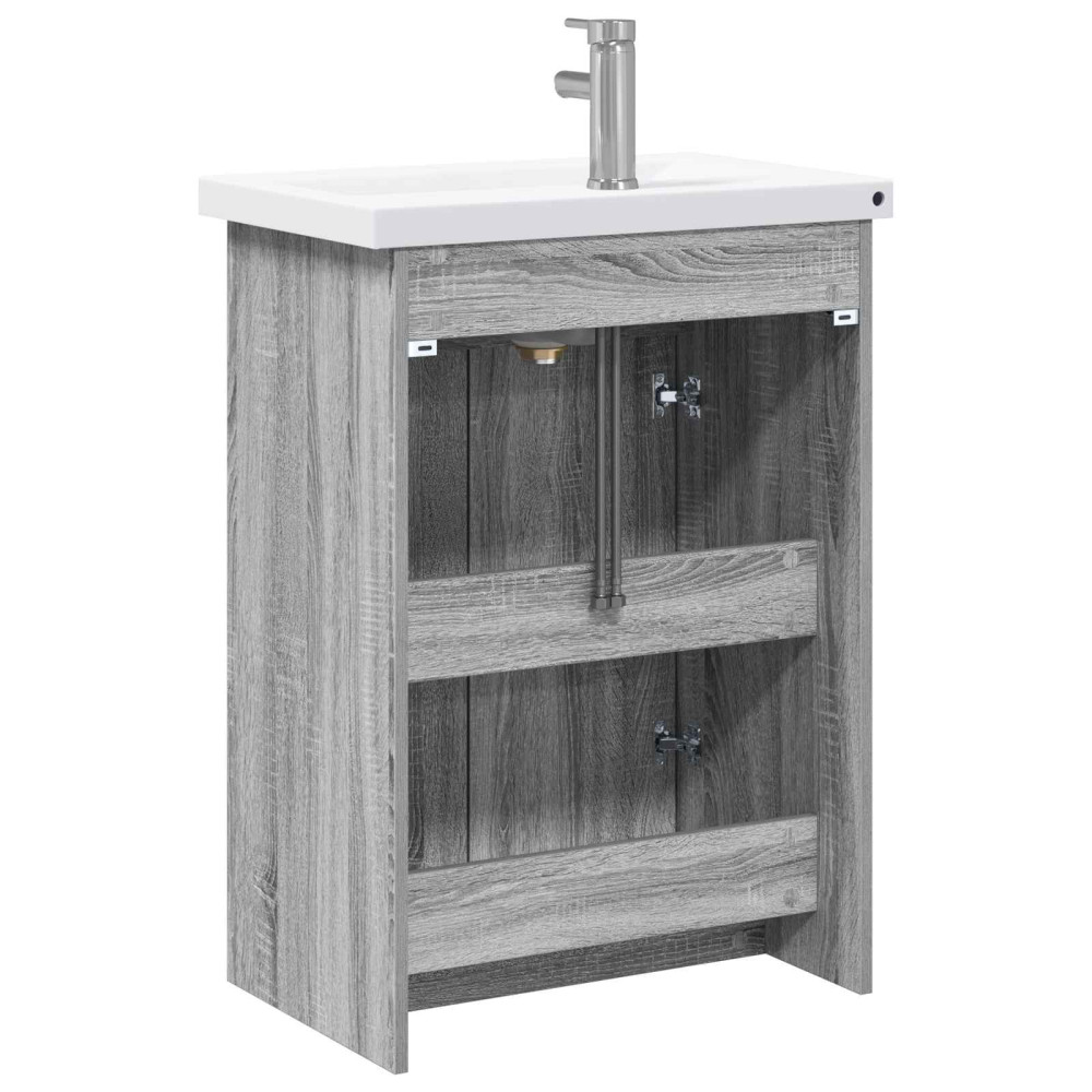 Produktbild för Badrumsmöbelset Grå Sonoma 81 x 40 x 84,5 cm Konstruerat trä