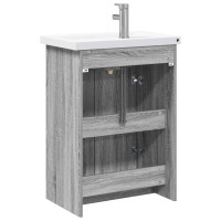 Produktbild för Badrumsmöbelset Grå Sonoma 81 x 40 x 84,5 cm Konstruerat trä