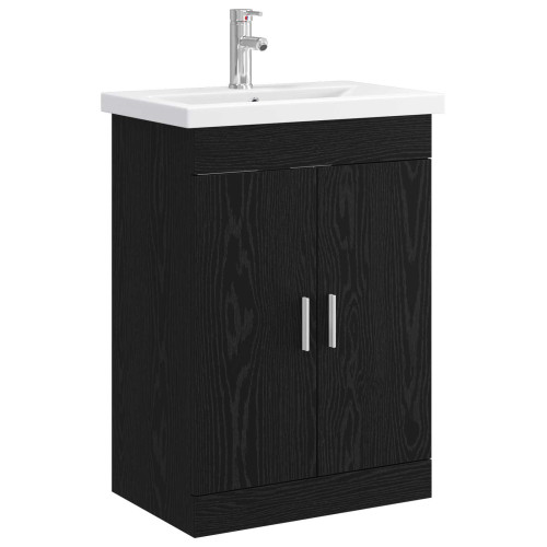 vidaXL Badrumsmöbelset Svart ek 61 x 40 x 84,5 cm Konstruerat trä