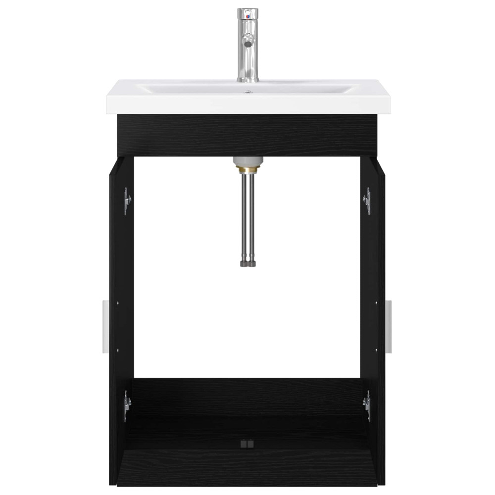 Produktbild för Badrumsmöbelset Svart ek 61 x 40 x 84,5 cm Konstruerat trä
