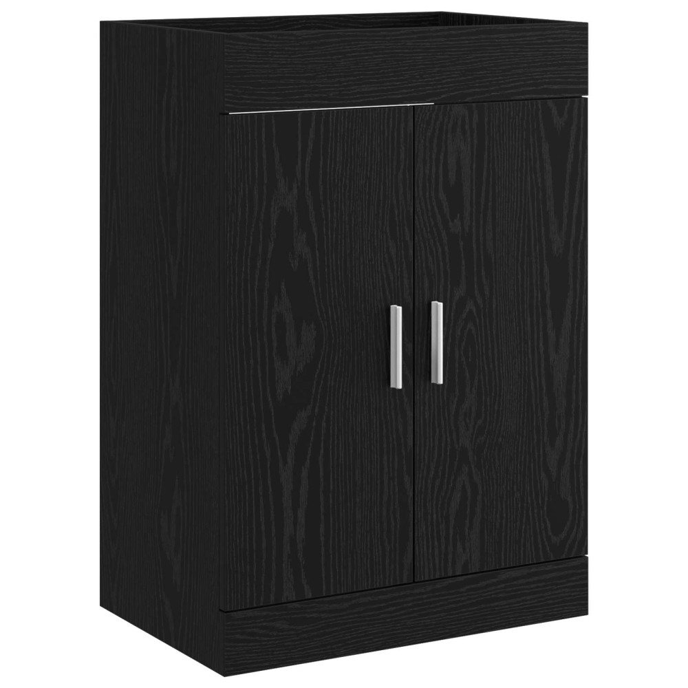 Produktbild för Badrumsmöbelset Svart ek 61 x 40 x 84,5 cm Konstruerat trä