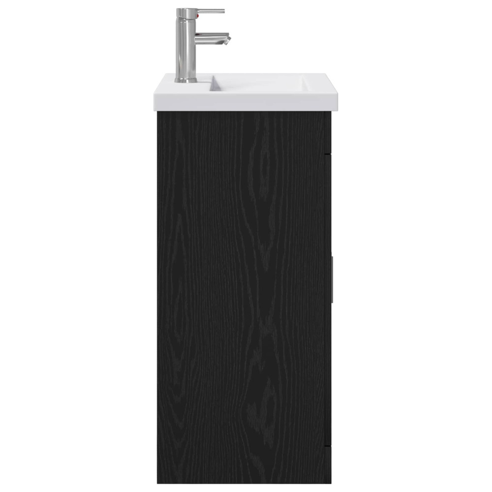 Produktbild för Badrumsmöbelset Svart ek 61 x 40 x 84,5 cm Konstruerat trä