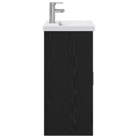 Produktbild för Badrumsmöbelset Svart ek 61 x 40 x 84,5 cm Konstruerat trä