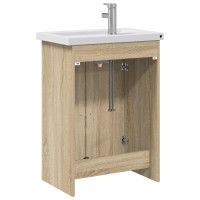 Produktbild för Badrumsmöbelset Sonoma-ek 61 x 40 x 84,5 cm Konstruerat trä