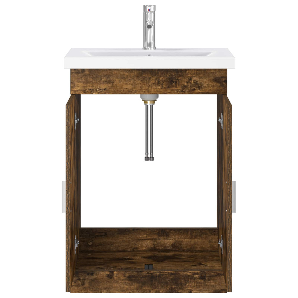 Produktbild för Badrumsmöbelset Rökt ek 61 x 40 x 84,5 cm Konstruerat trä